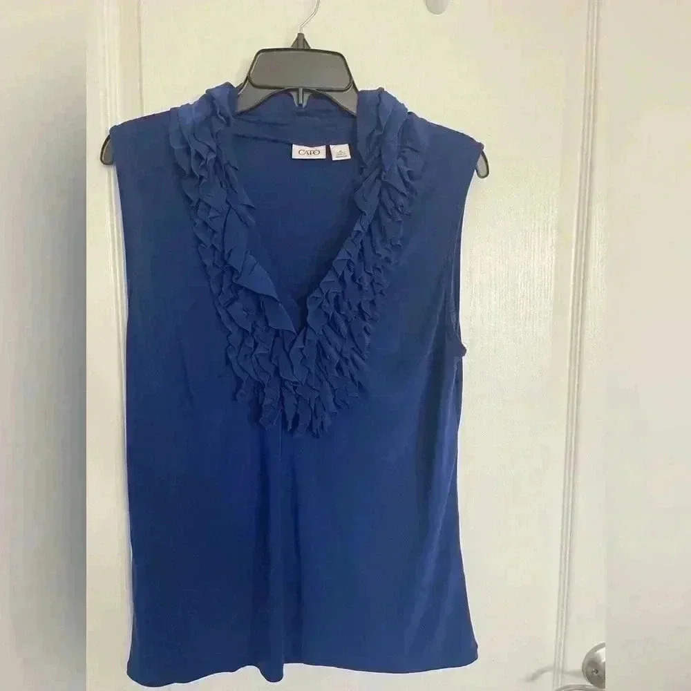 Blue Camisole with ruffle chest details